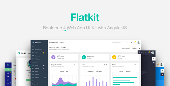 最新AngularJS扁平后台模板_Bootstrap4管理模板框架 - Flatkit5028