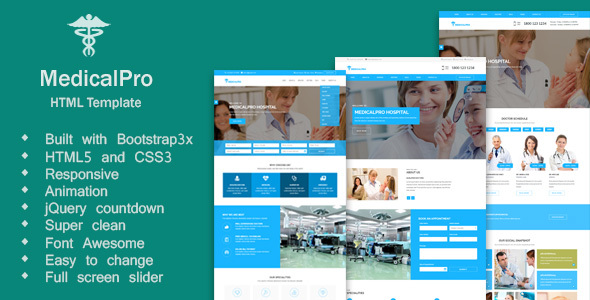 多风格医院,医疗,诊所,护理和医生网站HTML模板 - MedicalPro5081