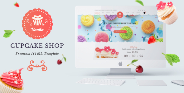 漂亮面包店网站HTML5模板响应式蛋糕店在线网站模板 - Vanila5105