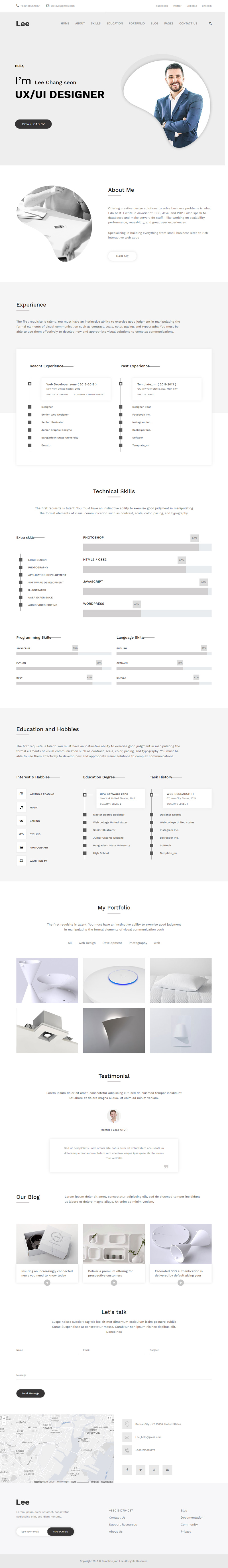 创意设计师个人网站Bootstrap4模板|Lee5638