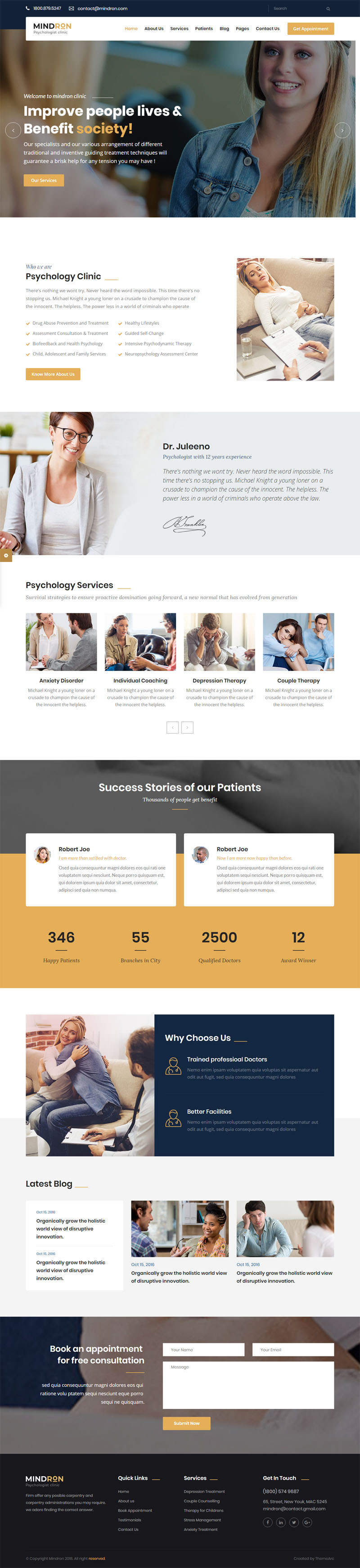 Bootstrap心理咨询机构网站模板|Mindron5721