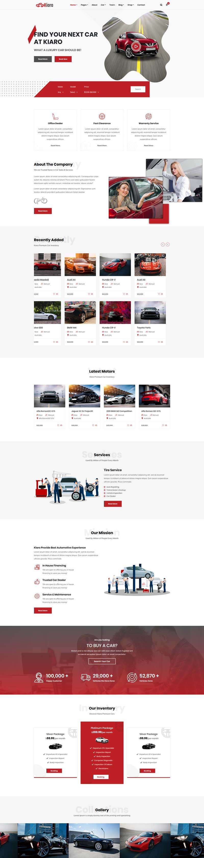 红色响应式汽车销售服务网站HTML模板6310