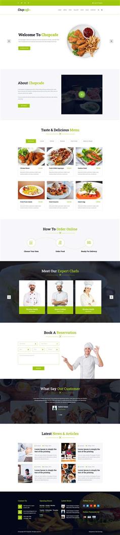 绿色多用途的餐厅美食行业网站HTML模板