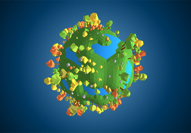 HTML5 3D綠色樹木地球動畫特效6092
