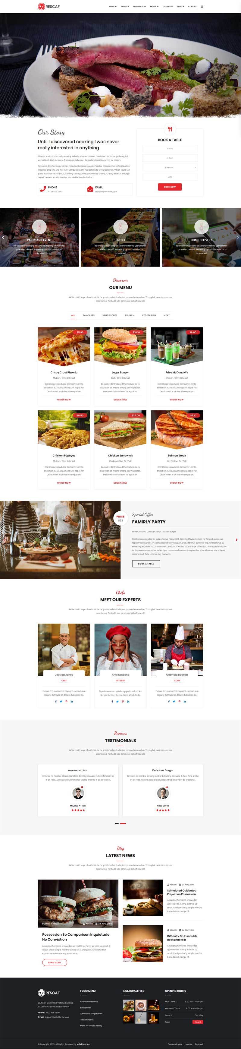咖啡厅餐饮行业网站响应式HTML5模板6127
