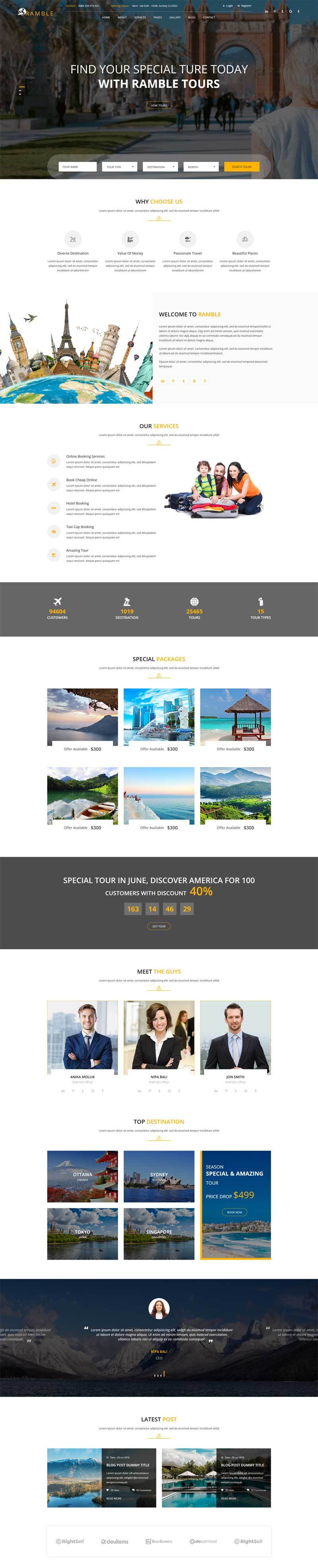 响应式旅游旅行社预订网站HTML模板6176