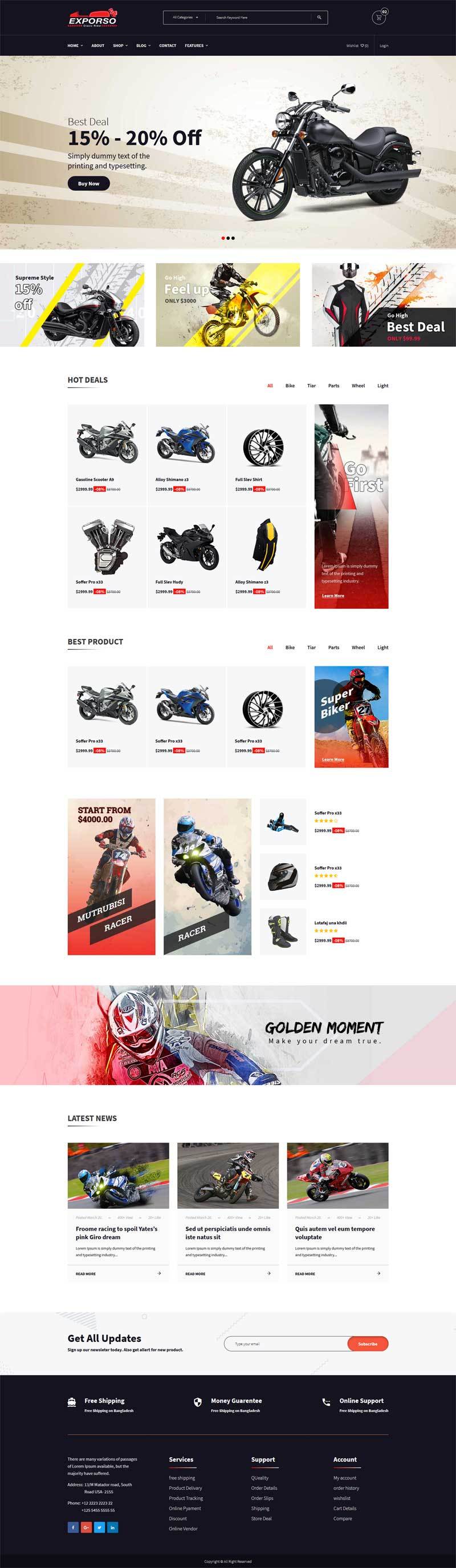 响应式摩托车配件销售商城HTML模板6180