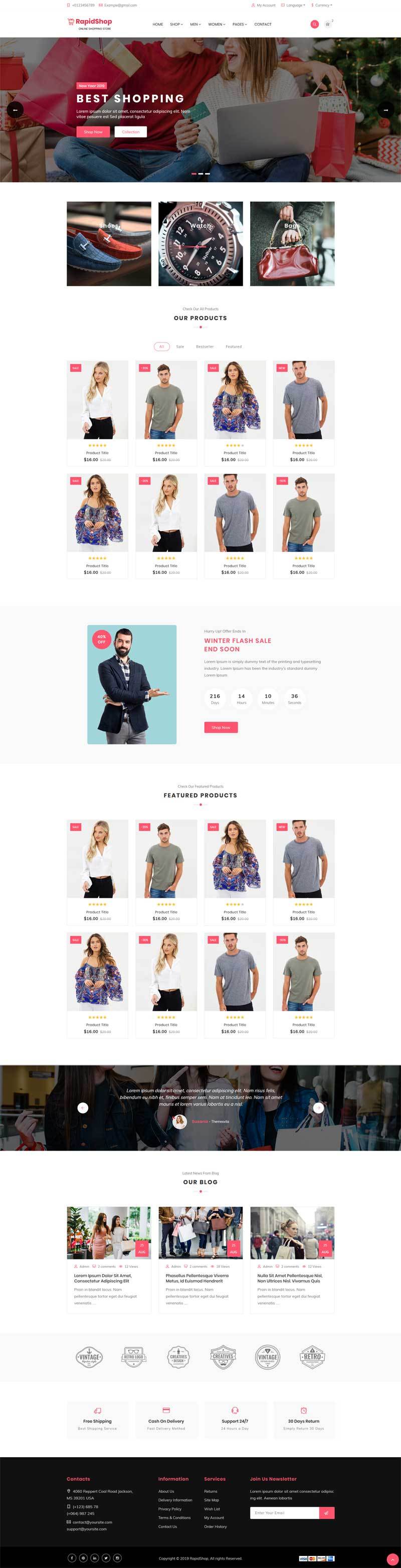 html粉色男女服装购物电商网站模板6201