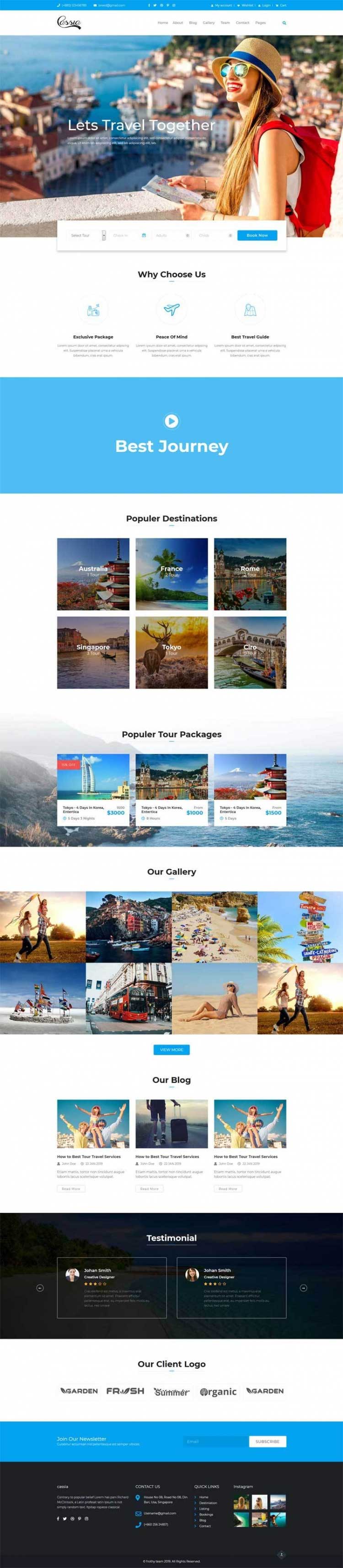藍色大氣html旅行社旅游公司網站模板6265