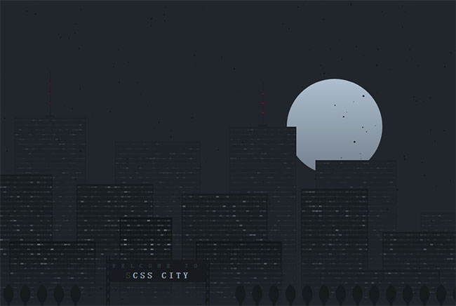 CSS3深夜城市背景动画特效6972