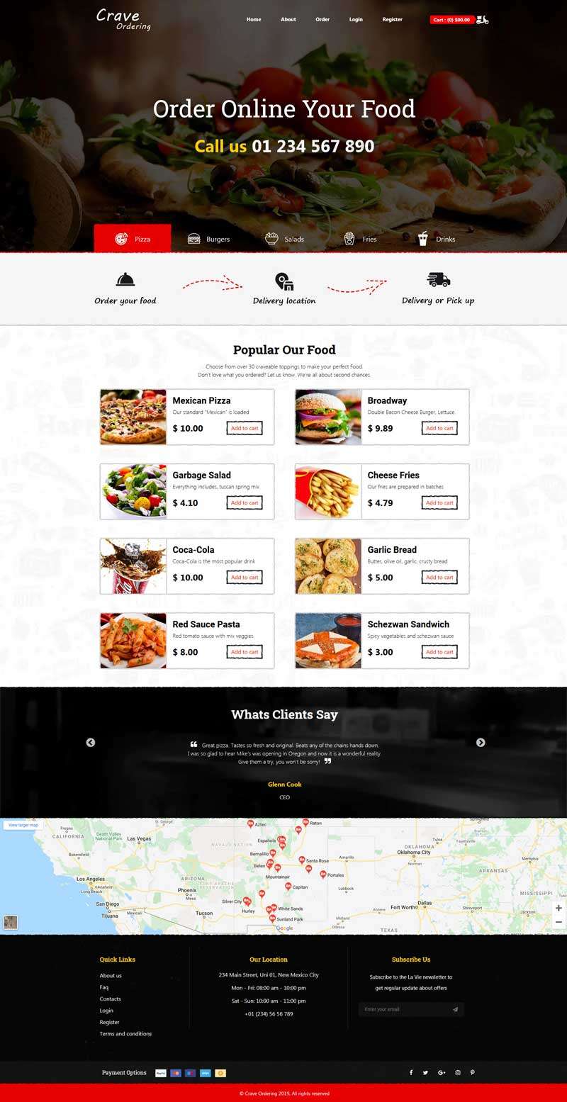 在线披萨订餐外卖网页HTML模板6488