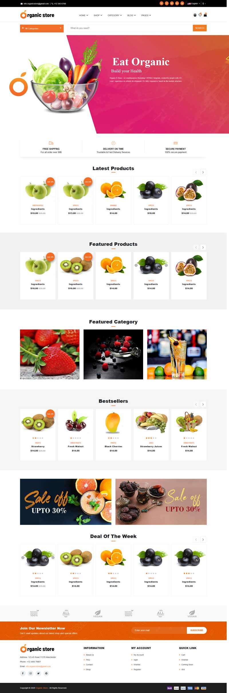 有机水果外卖超市电商HTML网页模板6613