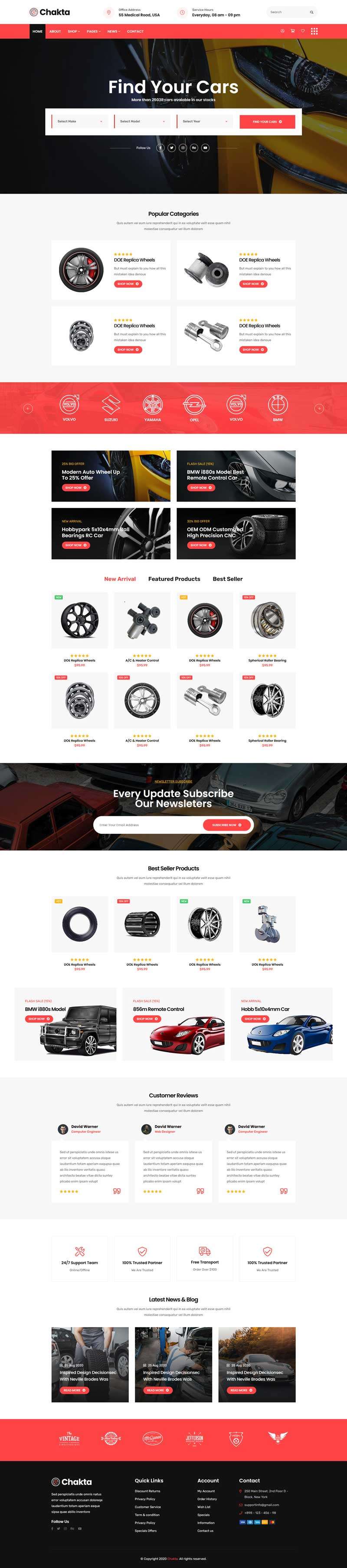 汽车配件零售电商网站网页模板7209