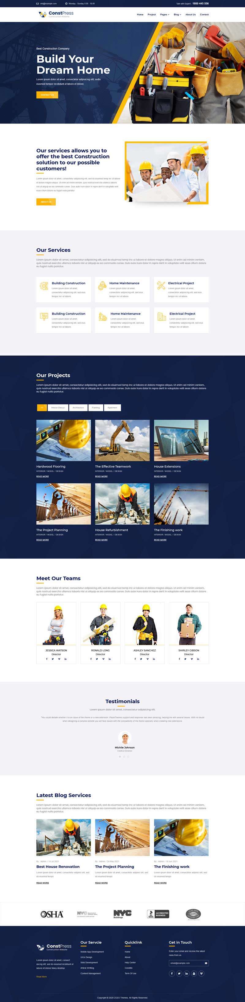 响应式建筑工程企业网站bootstrap模板7198