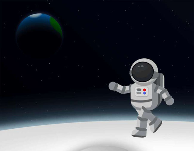 css3月球上宇航员走过动画场景特效7841