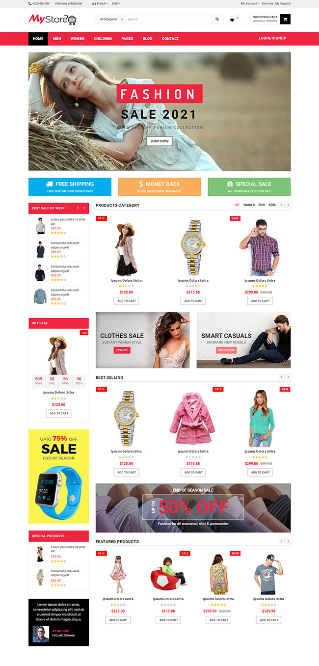 女性服装购物商城网站模板7857