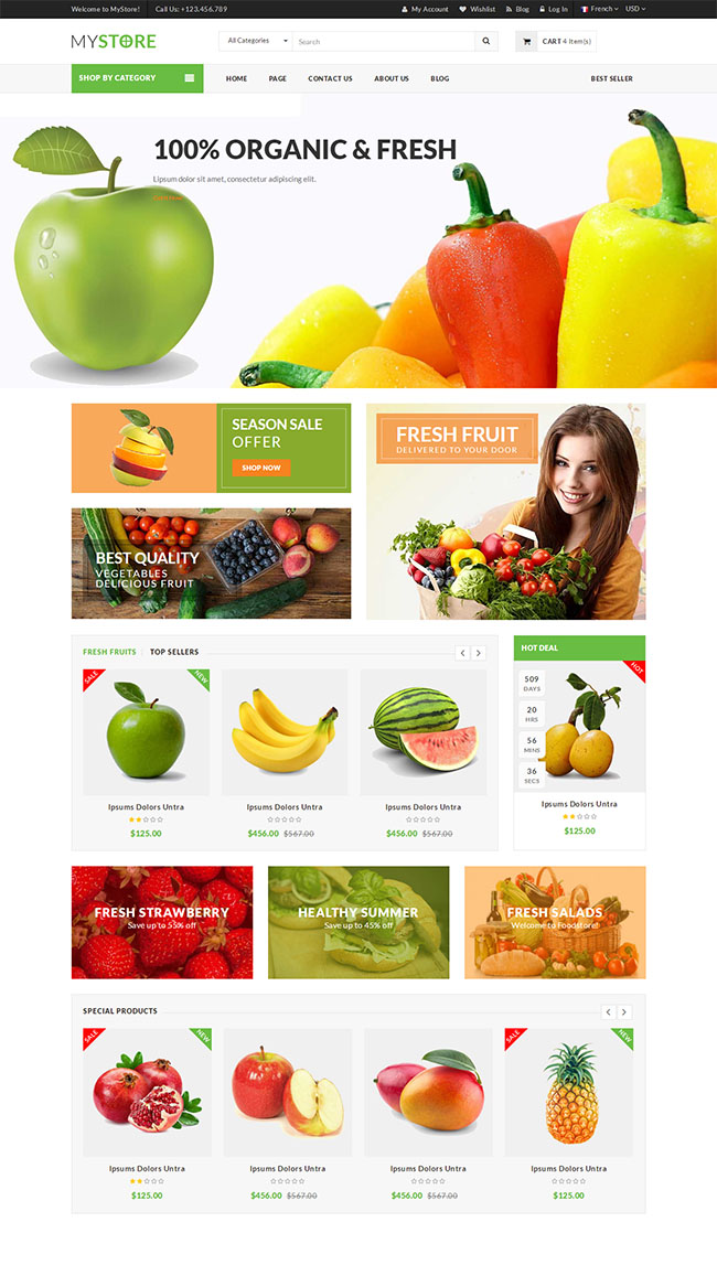水果蔬菜果蔬购物商城网站模板7863