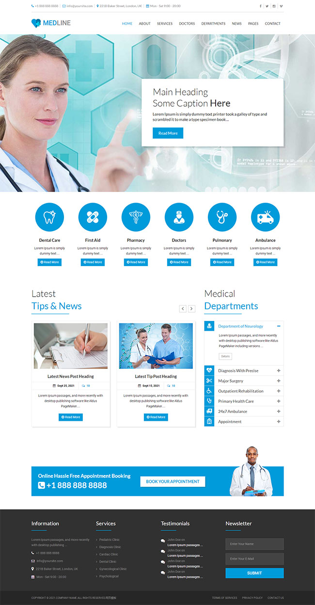 HTML5医疗健康行业的网站模板7866