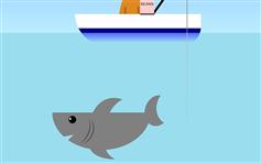 CSS3卡通鯊魚船底游動特效