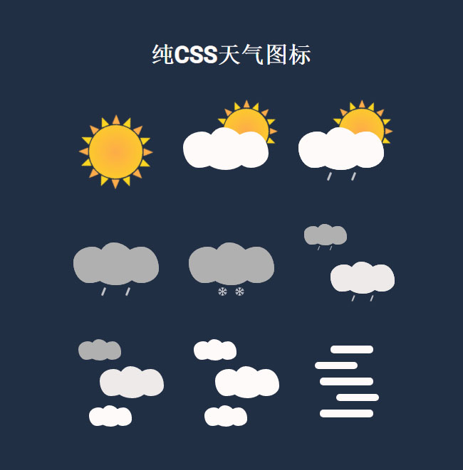 纯CSS3动态天气图标动画特效7350