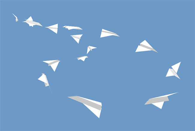 3D纸飞机绕圈CSS3动画特效7453