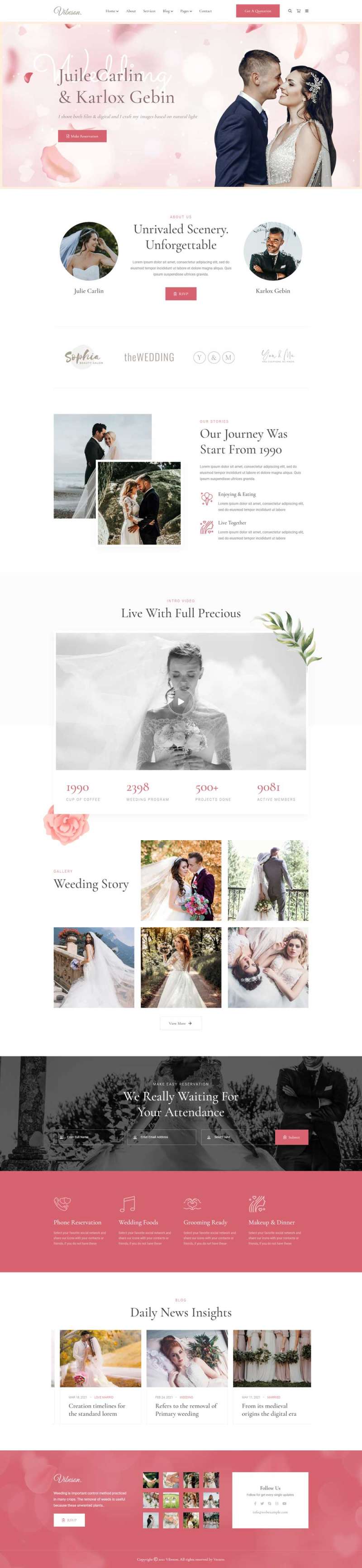 精美婚礼活动策划摄影HTML模板7635