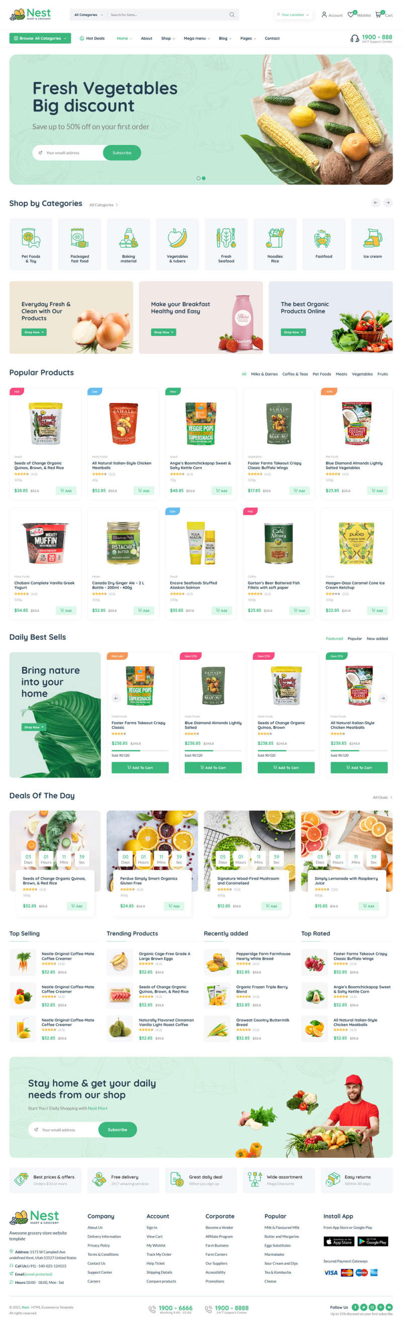 绿色HTML5生鲜水果超市电商模板7832