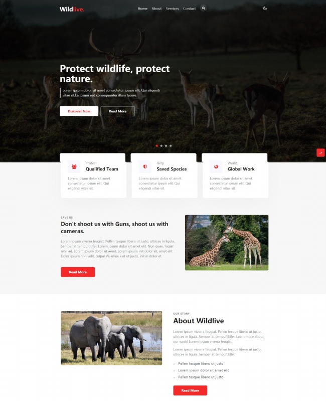 保护动物新闻资讯分享宣传HTML5网站模板8326