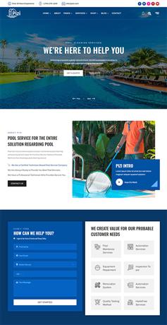 藍色游泳池清潔服務網頁模板