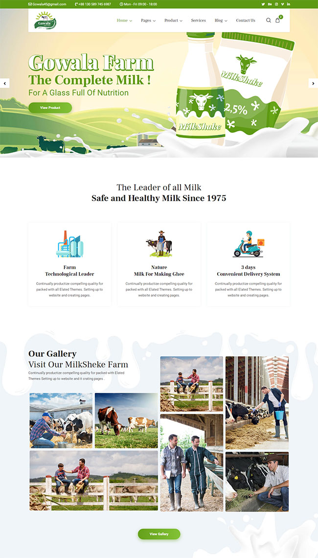 绿色的奶牛有机农场网站模板8070