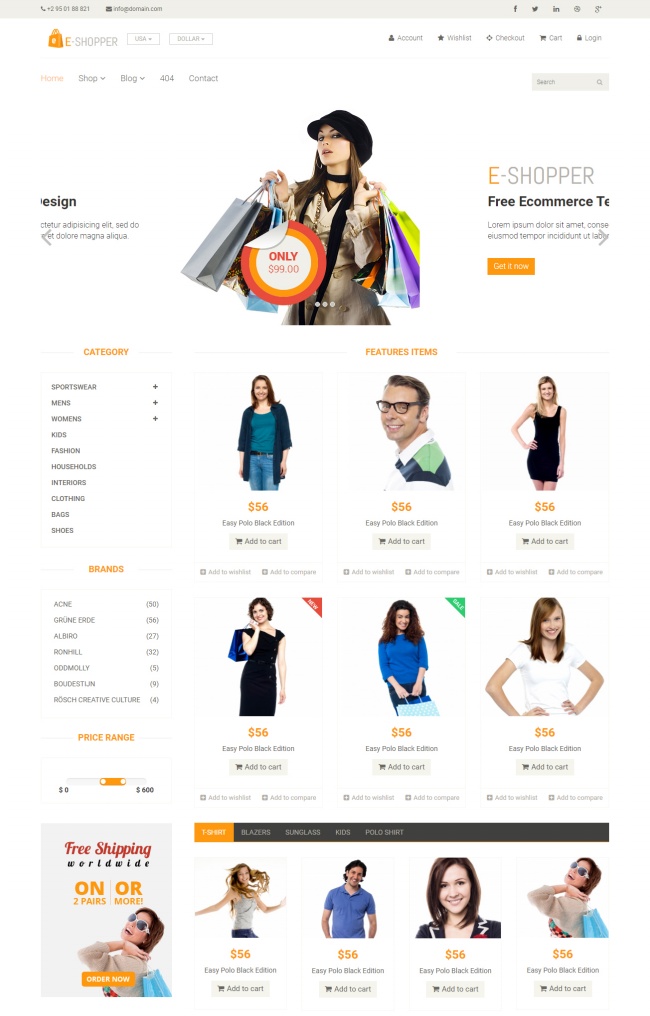 HTML5服装购买交易网站模板8090