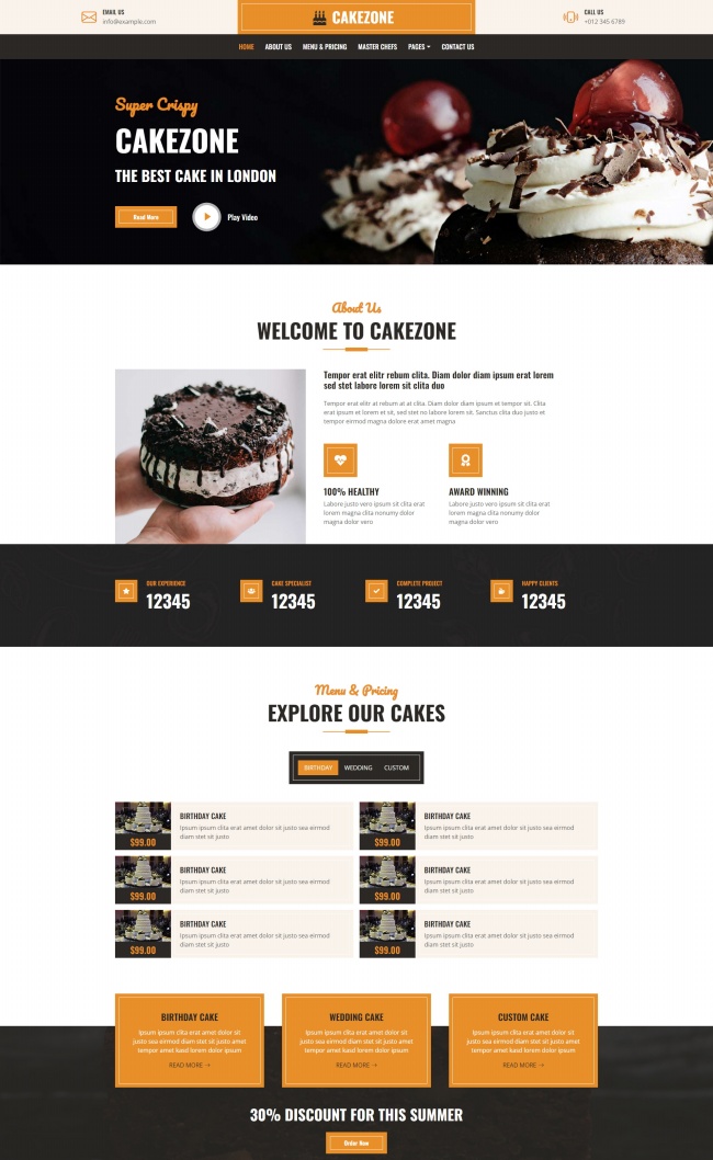 HTML5蛋糕美食網站模板8137