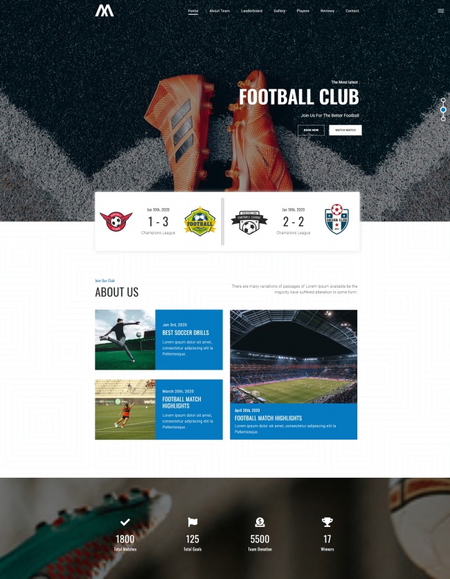 足球俱乐部宣传推广网站模板8201