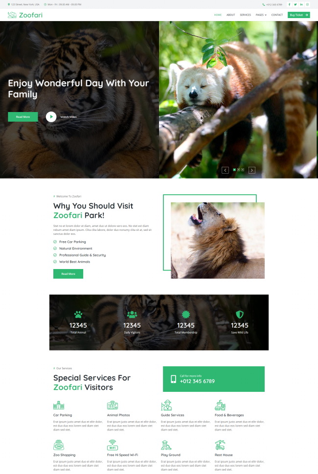 动物园野生动物HTML5网站模板8197