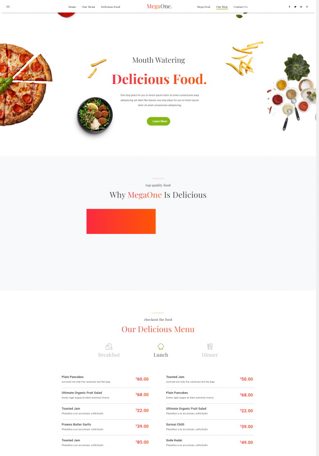 轻食餐和西餐类美食网站模板8202