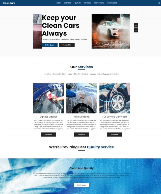 洗车服务行业响应式企业网站模板8235