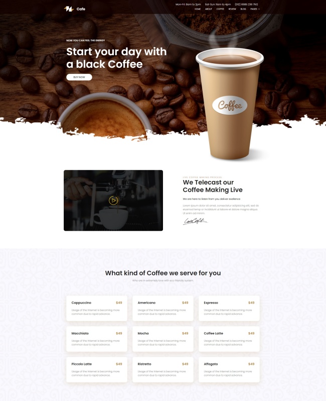 咖啡线上宣传销售服务网站模板8255