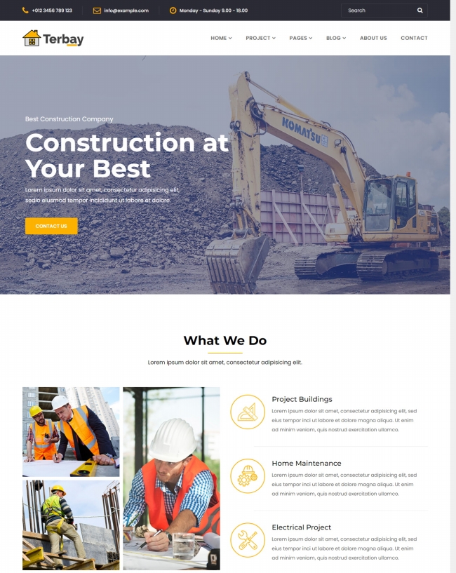 建筑施工服务行业的公司网站模板8346