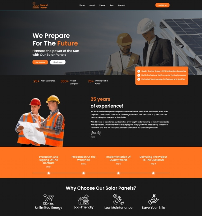 太阳能电池板新能源行业网站模板8525
