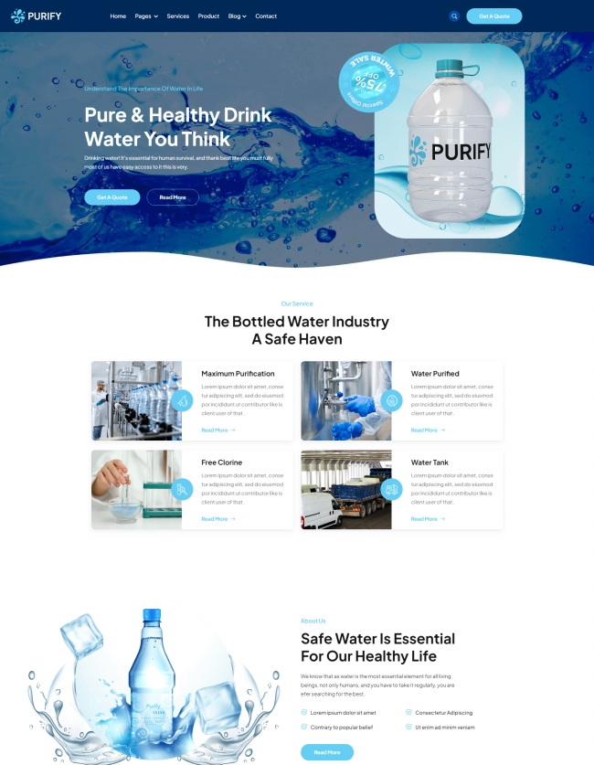 瓶装水行业宣传网站模板8528
